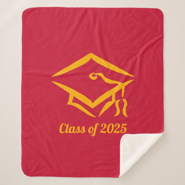 Graduation Class of 20?? REDGLD Customise Year Sherpa Blanket (Front)