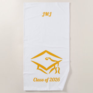 Graduation Class of 20?? WHTGLD Custom Year Name Beach Towel
