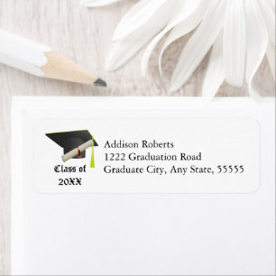 Graduation Class of 20XX Black Cap Return Address Return Address Label