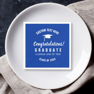 Graduation Class of 20XX Congrats Grad Royal Blue Napkin