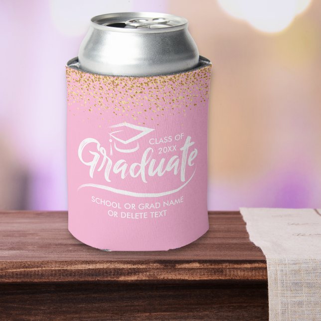 Graduation Class of 20XX Gold Glitter Custom Can Cooler (Creator Uploaded)