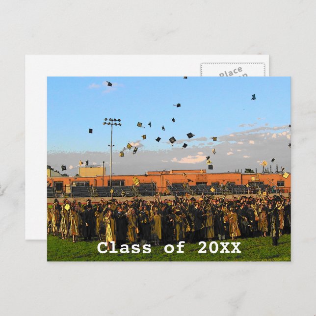 Graduation Class of 20XX on Field Postcard (Front/Back)