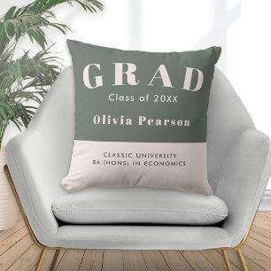 Graduation Class of 20XX Sage Green Blush Keepsake Cushion