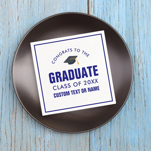 Graduation Class of 20XX Your School Colour Blue Napkin (Creator Uploaded)