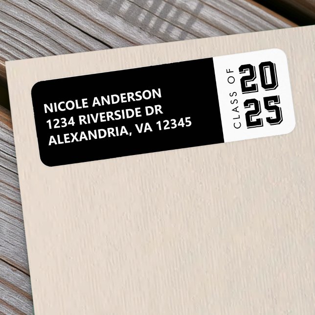 Graduation Class of Black Return Address Label (Graduation Class of Label
)