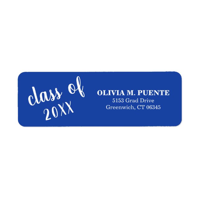 Graduation Class Of Blue Return Address Label (Front)