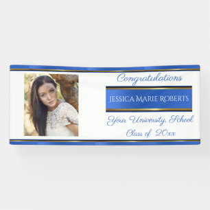 Graduation, Class of, Blue & Silver, Photo, Banner