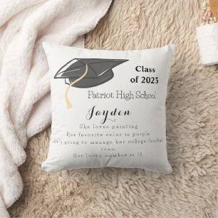 Graduation Class of Fun Facts Grad Cap Custom Cushion