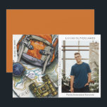 Graduation Class of Geography Science<br><div class="desc">Graduation Class of Geography Science Education Grad Photo Announcement features a watercolor illustration of travel accessories with a backpack, map and compass. The text "Grad", your qualification, name, year of qualification and location of study. Personalise by editing the text in the text boxes provided and adding your favourite photo. Designed...</div>