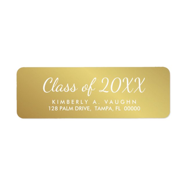Graduation Class of Gold Foil Look Return Address Label (Front)