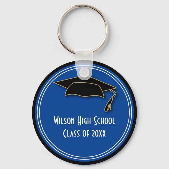Graduation Class of Keepsake Blue School Colour Key Ring (Front)