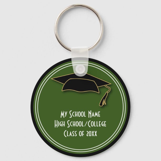 Graduation Class of Keepsake School Colour Green Key Ring (Front)
