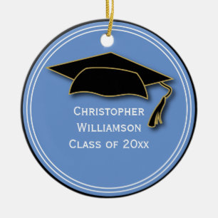 Graduation Class of Keepsake School Light Blue Ceramic Ornament