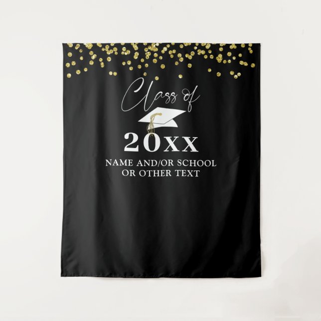 Graduation CLASS OF YEAR Confetti Photo Backdrop Tapestry (Front)