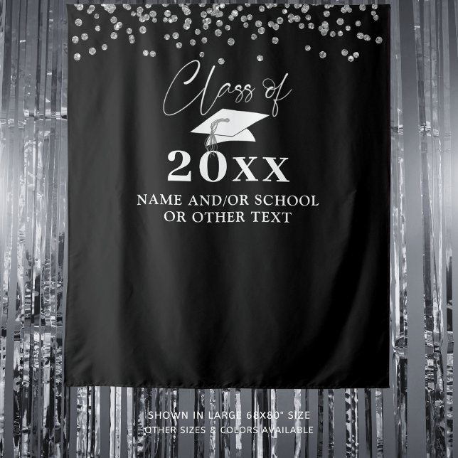 Graduation CLASS OF YEAR Confetti Photo Backdrop Tapestry (Creator Uploaded)