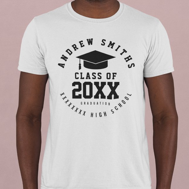 Graduation Class Of (Year) Custom Name White T-Shirt (Creator Uploaded)
