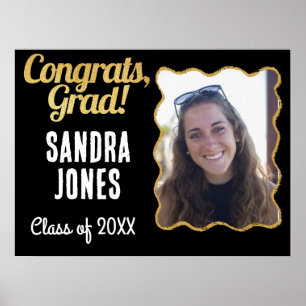 Graduation Class Personalised Name Year Black Gold Poster