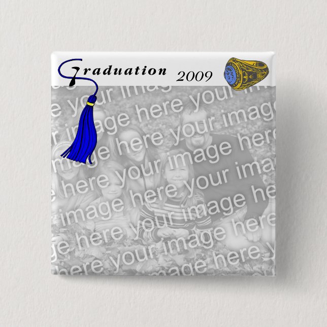 Graduation Class Ring BLUE 15 Cm Square Badge (Front)