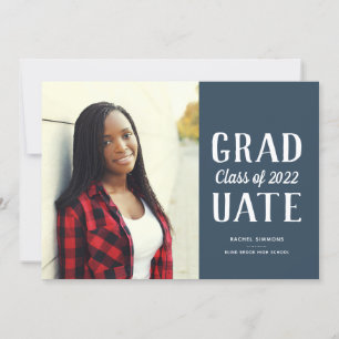 Graduation Class Stacked Modern Type Navy Announcement