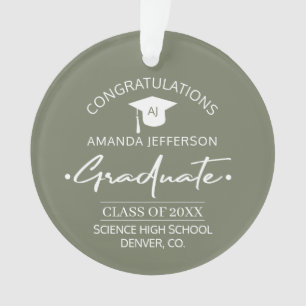 Graduation   Class year and school PHOTO sage  Ornament