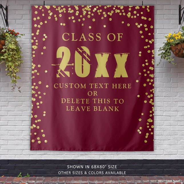 Graduation CLASS YEAR Maroon Gold Confetti Custom Tapestry (Creator Uploaded)