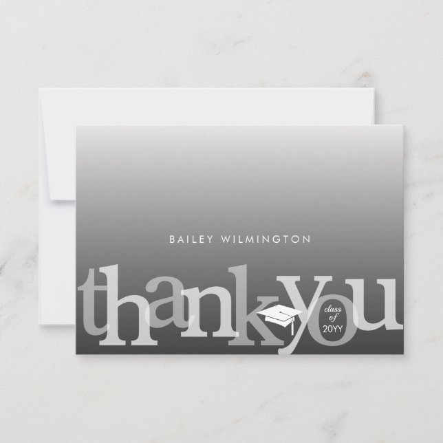 Graduation Class Year Modern Thank You Card (Front)