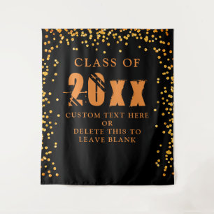 Graduation CLASS YEAR Orange Black Orange Confetti Tapestry