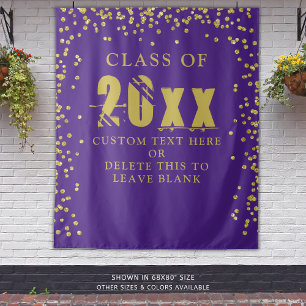Graduation Class Year Purple Gold Confetti Tapestry