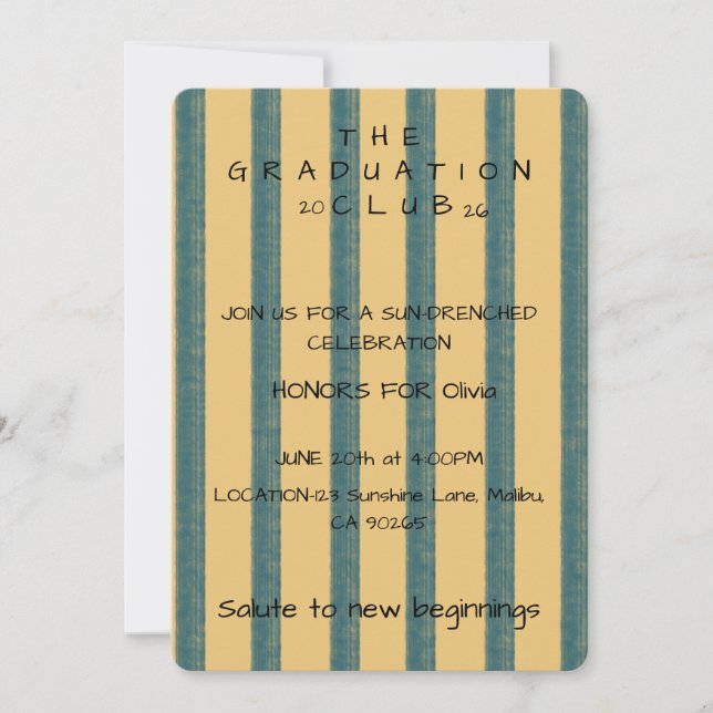  "Graduation Club" invitation Paper Sheet (Front)