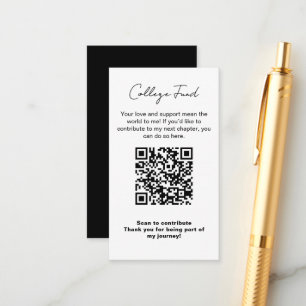 Graduation College Fund QR Code Minimalist Modern Enclosure Card