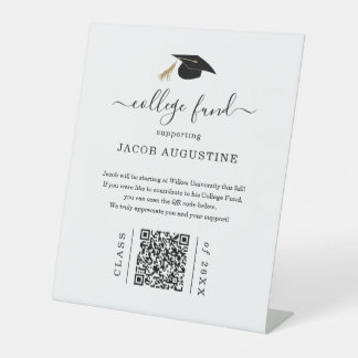 Graduation College Fund with QR Code Pedestal Sign