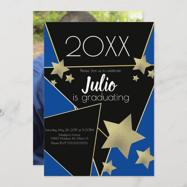 Graduation College Highschool Celebration Photo  Invitation (Front/Back)