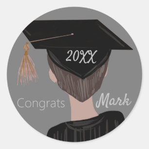 Graduation College Highschool Graduate Guy Classic Round Sticker