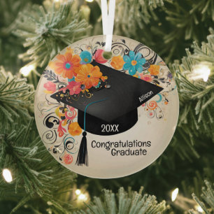 Graduation commemorative glass tree decoration