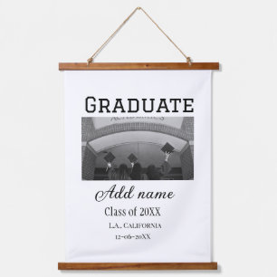 Graduation congrats add name photo city date class hanging tapestry