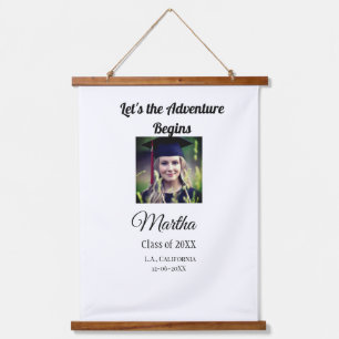 Graduation congrats add name photo city date class hanging tapestry