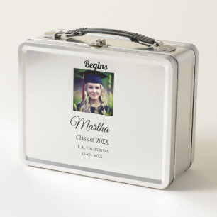 Graduation congrats add name photo city date class metal lunch box