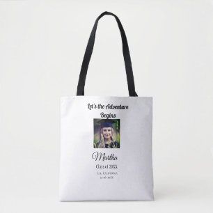 Graduation congrats add name photo city date class tote bag