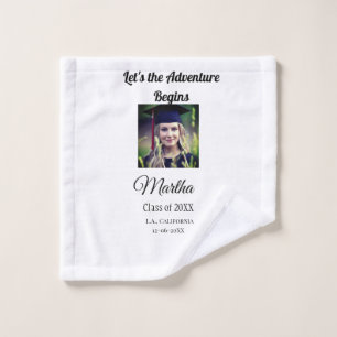 Graduation congrats add name photo city date class wash cloth