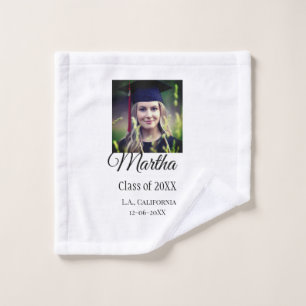 Graduation congrats add name photo city date class wash cloth