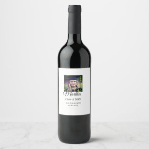 Graduation congrats add name photo city date class wine label