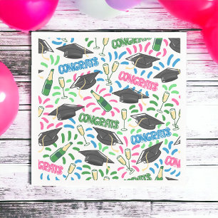 Graduation Congrats Champagne Confetti Colourful  Napkin
