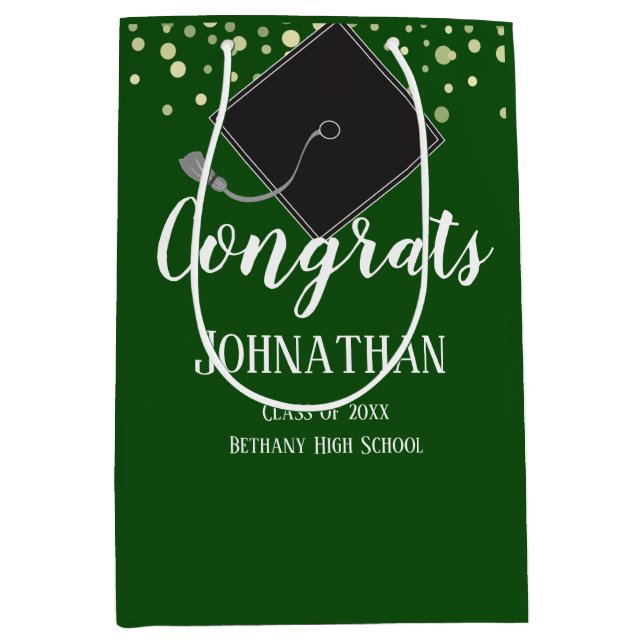 Graduation Congrats Class of 2021 Green Medium Gift Bag (Front)