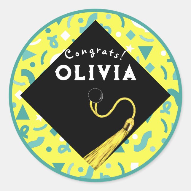 Graduation Congrats Classic Round Sticker (Front)