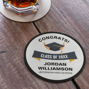 Graduation Congrats Grad Class of 2019 Custom Round Paper Coaster