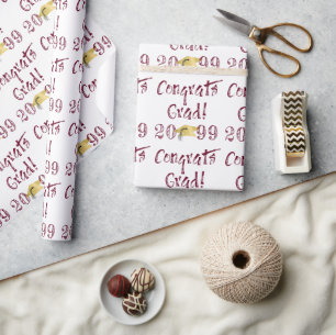 Graduation CONGRATS GRAD Gold Cap Custom Colour Wrapping Paper
