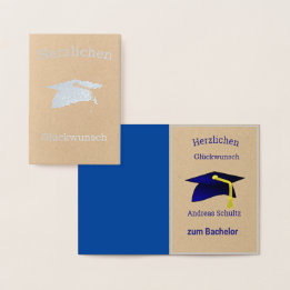 Graduation Congrats in German - silver Kraft Foil Card