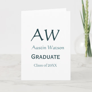 Graduation congrats monogram blue gray name 20XX c Card