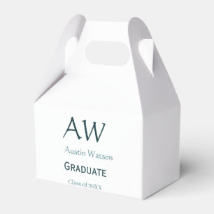 Graduation congrats monogram blue gray name 20XX c Favour Box