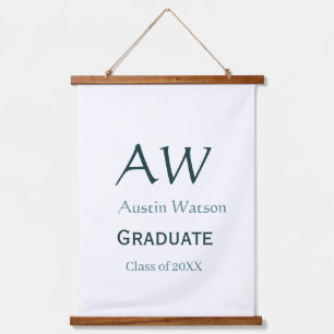 Graduation congrats monogram blue gray name 20XX c Hanging Tapestry